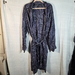 Majestic Collection 100% Silk Paisley Robe Kimono Tie Waist L/XL Boho Lounge